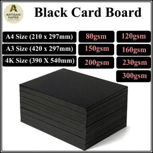 Black Cardboard Paper Sheets 80 150 200 230 300 400gsm A4 A3 4K Cardstock For Art Drawing Origami Structural DIY Vanguard Board Heavy Duty Arts Craft Project Card Making Thick Paperboard Album Pages Book Cover Material Premium Stationery Sheet