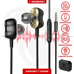 Headset LENYES LF70 Double Dynamic HIFI EXTRA BASS stereo music gaming telfon daily earphone with microphone original