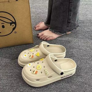 [Free Shipping] Breathable Perforated Sandals For Women 2025 Summer Collection EVA Thick-Soled Beach Sandals Odor-Resistant Height-Increasing Perforated Slippers