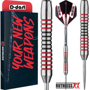 RUTHLESS RX STEEL TIP DART - 26G RINGED BLACK RED Ruthless Scallop Darts 80% Tungsten Steel Darts (ARROW DART KELULI)