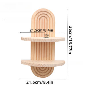 ChicLiving Wood Floating Wall Shelf Rattan Style Solid Pine Rack Vintage Decor Storage Display Books