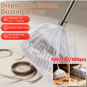 【Easy Dust Removal】100/200/300 Pcs Disposable Broom Dust Cover/ Anti Static Hair Dust Cleaning Broom Cover /Floor Hair Remover 一次性扫把除尘套