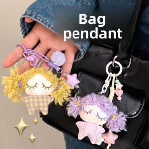 CHICNOOK Bóng nhồi bông Móc khóa cô gái nhỏ Ngôi sao Đồ nhồi bông dây túi Đẹp Búp bê Móc khóa ô tô Trang trí ba lô