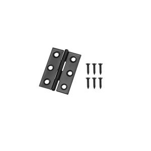 Feelife 10/4 set Pcs Black Door Hinges Stainless Steel Butt Hinges with Screws Cabinet Drawer Furniture Hinges Mounting Plate Flat Fixing Brackets