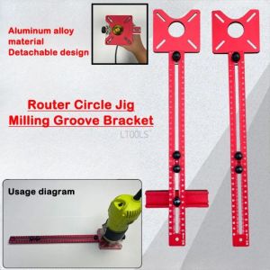 MIRELINA Nhôm Giá đỡ máy phay router Phổ quát 3 trong 1 Dụng cụ hỗ trợ lắp đặt phụ kiện tủ Tiện lợi Dụng cụ cắt tròn Dụng cụ dẫn hướng rãnh Gia công gỗ