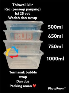THINWALL KLIR KOTAK MAKAN PLASTIK 25 SET TERMURAH