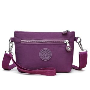 XINSU38 สไตล์เกาหลีแบบ กระเป๋าซิปสะพายข้าง ไนลอนทำจากไนลอน สีทึบทึบ กระเป๋าสะพายไหล่ผ้าใบ กระเป๋าเครื่องสำอาง กระเป๋าใส่เหรียญ กระเป๋าโทรศัพท์ขนาดเล็ก สำหรับผู้หญิง