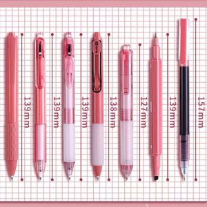 7Pcs/box Retractable Pen 0.5mm Black Ink ballpen gel pen Office Supplies Kids Stationery Gift Gel Pen Matte 0.5 mm Black Ink Signature Pen Rollerball Pen