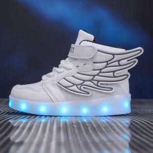 4Li Charging with Light Light Shoes Boys and Girls Childrens Baby Middle and Big Childrens High-Top Luminous Shining Shoes Casual Sneakers