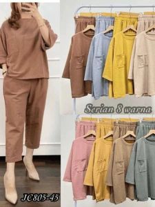 Setelan Wanita Polos Kekinian Crinkle Airflow Premium Quality | Setelan Wanita | Polos Kekinian | Setelan Cozie set