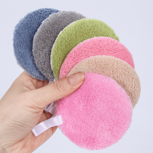 FELIZ 6 Pcs Set Double Sided Face Wash Pads Coral Fleece Round Shape Facial Cleansing Cloth Reusable Makeup Remover Pads For All Skin Types