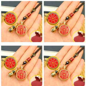 Chinese Zodiac Pendant Craftsmanship Fukumoto Gourd Bagua Cinnabar Pure Brass Decoration Home