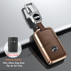 Ốp chìa khoá Mazda CX5 CX8 CX3 CX30 new vỏ chìa khóa xe Mazda 3 CX5 CX8 CX3 CX30 mẫu mới chất liệu Hợp Kim Da Bò cao cấp sang trọng