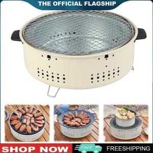 【New Arrival】 Round Barbecue Stove with Steel Grill Rack Portable Removable Grilling Net Charcoal Oven for Home Party Outdoor Camping