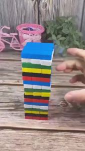 SmileToys Wooden Building Blocks Set for Kids and s – 54Pcs Educational Stacking Game with Colo