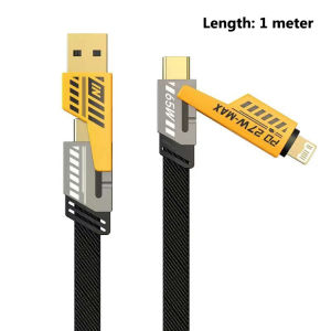 4 In 1 Mechanical style typec ip fast charger metal braided Cable support USB and PD typec input