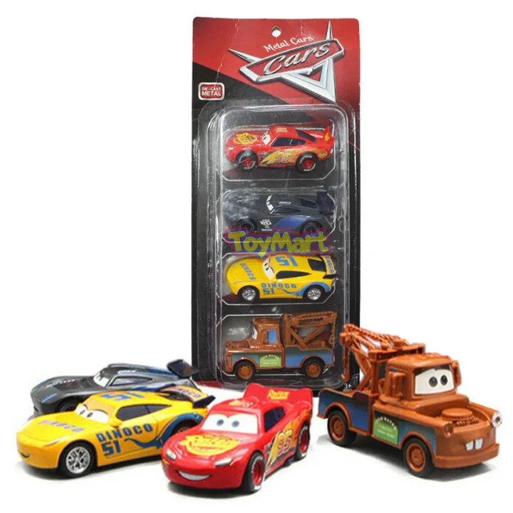 Metal Cars Die Cast Metal Car Set of 4 Pcs Lightning McQueen Car