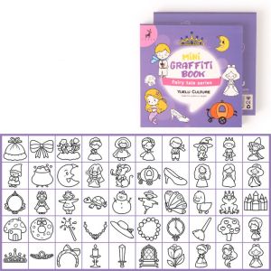 ROLL 50 sheets Paper Coloring Book Multi Theme Mini Graffiti Painting Book Cartoon Food Doodles Book Gift