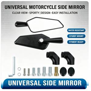 1 Pair Universal Motorcycle Side Mirror Sport Rear View Mirror Black Adjustable Rearview Mirror For Most Motorbikes