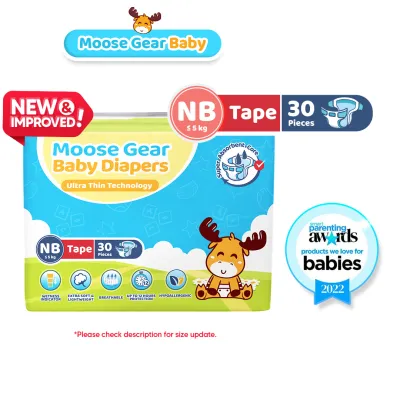 Moose Gear Baby Tape Diaper NEWBORN 30pcs Super Absorbent No Leaks