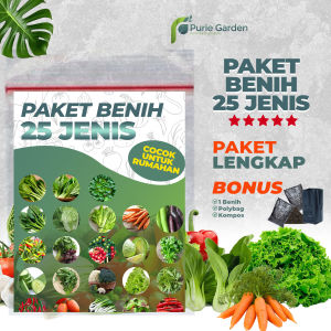 Paket Bibit Benih 25 Jenis Sayur dan Sayuran Buah Lengkap Bonus Plus Purie Garden