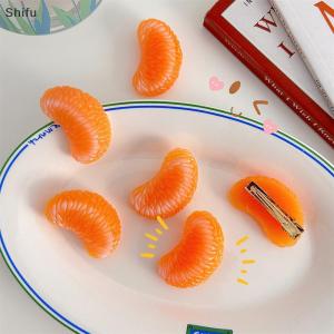 [ShiFu] Creative Cute Simulation Orange Hair Clip Fruit Hairpin Spring Clip For Girl Hair Accessories