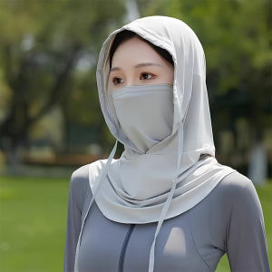 Ice Silk Sunscreen Face Mask UV Protection for Head Full Face and Neck Ultra Breathable Sunscreen Cap for Man Women