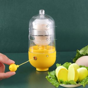 Egg Scrambler Shaker Egg Spinner Hand Pull Type Manual Egg White Yolk Whisk Mixer with Pulling Rope Egg Shaker Egg Tools