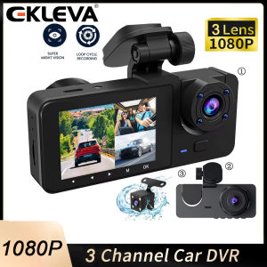 EKLEVA 3 Lens Cam Dash Car DVR HD 1080P Camera 2.0 inch IPS Video Recorder Cycle Dashcam Mirror Driving Recorder Night Vision