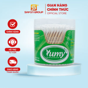 Tăm Bông Vệ Sinh YUMY Thân Trúc Hộp Vát Size L – Combo 12 Hộp x 200 Que (TB01-526) Mềm Mịn Không Rụng Sợi