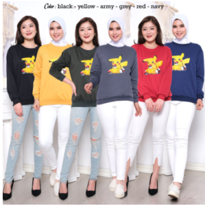 Joy Sana Sweater Wanita Aesthetic Korea & Bahan Fleece Poke Ball