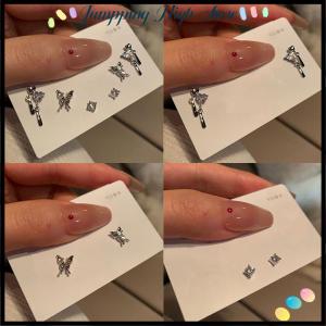 【Jumpping】 6PCS Women Color Rhinestone Butterfly Love Stud Earrings Korean Style Fashion Punk Earring Stud Jewelry Sets Gift