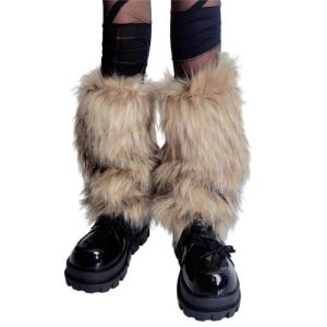 ถุงเท้าซองหุ้มรองเท้าบูทปริศนาคำทายแนวกรันจ์สำหรับผู้หญิงที่อุ่นขาขนยาวสำหรับงานปาร์ตี้เครื่องแต่งกายและสวมใส่ในชีวิตประจำวัน