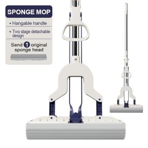 Evora Sponge Floor Mop With Squeezer Household Flat Mop Dry And Wet Absorption Replacement Cloth