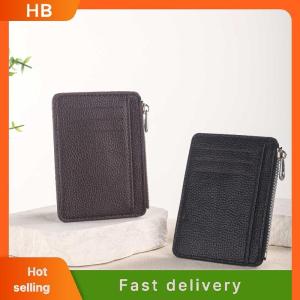 HB Mini Credit Card Wallet Id Card Holder Mens Small Wallet Thin Sleeve Zipper Short Coin Wallet