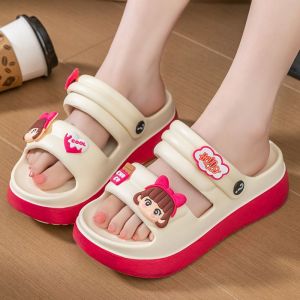 Free Shipping Parent-Child Thick-Soled Sandals For Women Cute Cartoon Design Suitable For Summer Wear Can Be Worn Both Indoors And Outdoors Ideal For Students And Features A Non-Slip Sole Perfect For The Beach
