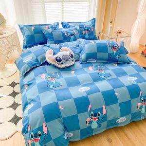 (ส่งฟรีเคอรี่)ชุดเครื่องนอน ลายสติช ลายการ์ตูน ขนาด 6 ฟุต / 5 ฟุต /3.5 ฟุต ครบชุด 6 ชิ้น ผ้าปูที่นอน + ผ้านวม ปลอกหมอน เก็บเงินปลายทาง