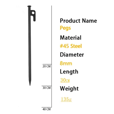 Fixed Pile Cast Iron Metal Outdoor Ground Plug Beach Nails Outdoor Tent Pegs Tent Sand Stakes Portable Thicken Accessories Tent Pegs Metal Sand Pegs Windproof Nails