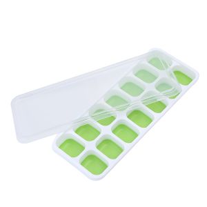 14 Holes Silicone Ice Cube Maker Tray Baby Food Puree Mold Container With Lid Silicone Ice Cube Tray