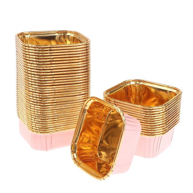 50Pcs Square Cupcake Paper Cupcake Liner Box Oil-proof Chiffon Roll ...