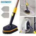 BOOMJOY Tub Tile Scrubber Brush 2 in 1 Cleaning Brush 58.2" Adjustable Telescopic Pole Stiff Bristles Scouring Pads Cleaning Tools. 