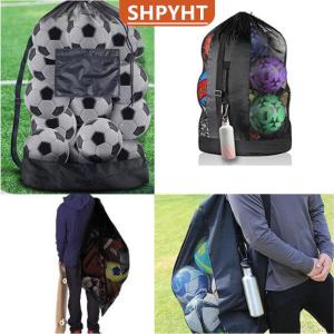 [COD] SHPYHT SPORTS Mesh Soccer Ball Bag Extra Large Drawstring Basketball Storage Bag With Zipper Pocket Volleyball Football Net Pack Gym Bags