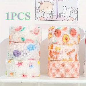 2.5cm x 2m Colorful Printed Self-Adhesive Elastic Bandage - Sports Wrap & First Aid Kit Tape for Injury Support & Stylish Protection