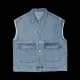 Women's Korean Loose Fashion Lapel Button Denim Vest. 