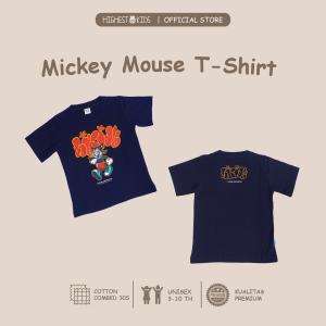 Highest Kids - Kaos Anak Cowok Cewek Warna Misty Dan Hitam Motif Mickey Mouse Bahan Cotton Combed 30S Ukuran S M L XL Usia 3th 4th 5th 6th 7th 8th 9th 10th HKTS52
