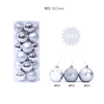 36pcs 4/6/8cm Gold Red Christmas balls Set Glitter Matte Glossy Xmas Ball Set Ornament 8 Colors for Home Party Holiday pendant Christmas decorations