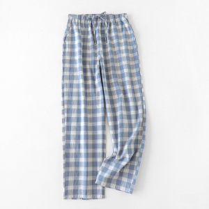 225Purified Cotton Pajama Pants Mens Trousers Summer Loose Thin Plus Size Spring & Fall Home Men Cal Gingham Cotton Home Pants