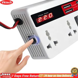 【Ready】【Vktech】 200W Car Power Inverter 12V 24V to 110V 220V LED Display Universal Socket Dual USB