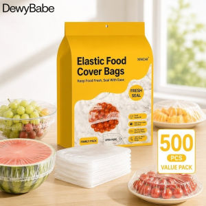 DewyBabe Disposable Elastic Food Covers 500pcs Food Grade Plastic Wrap Bag Reusable Dustproof Bowl