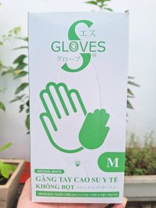 1 Hộp Găng tay cao su y tế latex KHÔNG BỘT Sgloves hộp 100 chiếc size XS S M L